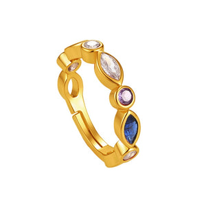 Colorful Multi Shape CZ Stackable Open Ring