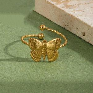 Textured Butterfly Twist Stackable Open Ring
