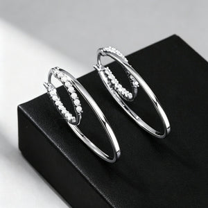 Moissanite Double Layered Oval Hoop Earrings