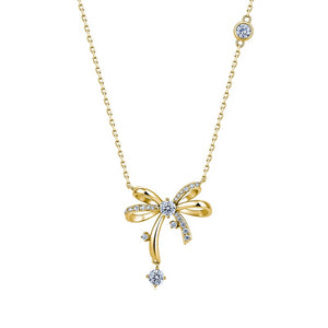 Moissanite Bowknot Ribbon Pendant Necklace