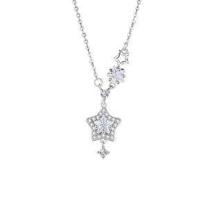 Minimalist Multi Star Dangle Pendant Necklace