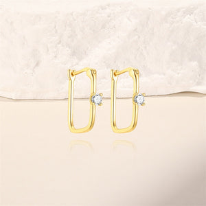 Classic CZ Accent Rectangular Hoop Earrings