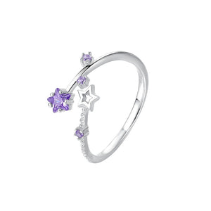 Colorful Celestial Star CZ Stacking Open Ring