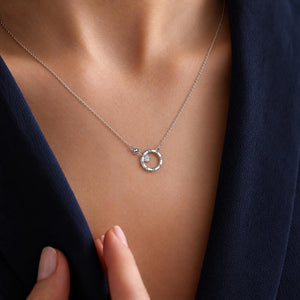 Roman Numeral Heart Stone Charm Necklace