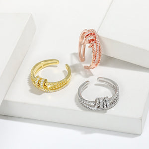 Layered CZ Bead Anxiety Fidget Spinner Ring
