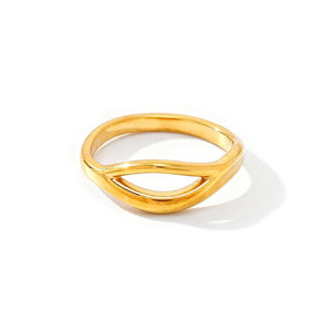 Minimalist Gold Open Wave Cutout Band Ring