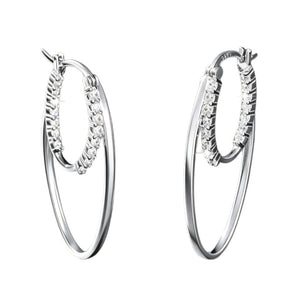 Moissanite Double Layered Oval Hoop Earrings
