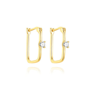 Classic CZ Accent Rectangular Hoop Earrings