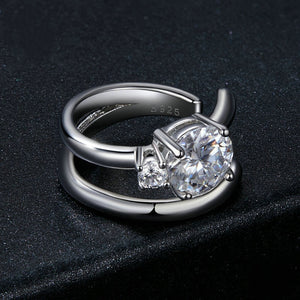 Dual Moissanite Split Layered Clip-On Earrings