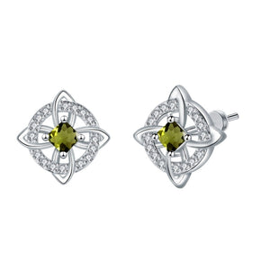 Celtic Knot Birthstone Geometric Stud Earrings