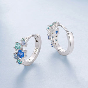 Gradient Ocean Cluster Huggie Hoop Earrings