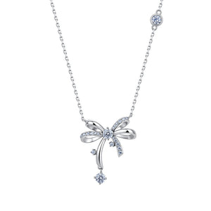 Moissanite Bowknot Ribbon Pendant Necklace