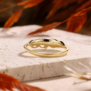 Tiny Sparkling CZ Textured Feather Band Ring