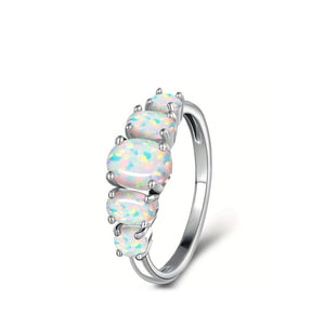 Classic Graduated Five-Stone Opal Band Ring