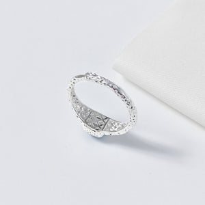 Blue Aquamarine Hammered Stack Open Ring