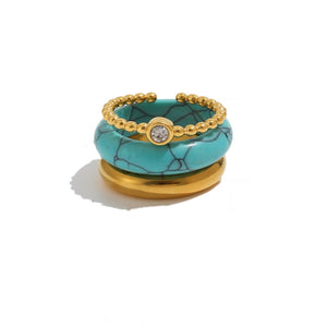 Dainty Colorful Resin Pave Stacking Band Ring
