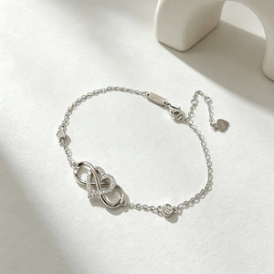 Dainty Infinity Pave CZ Heart Link Bracelet