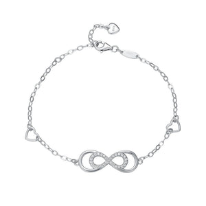 Layered Infinity Heart Pave CZ Charm Bracelet