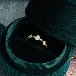 Dainty Oval Aquamarine Multi Gem Band Ring
