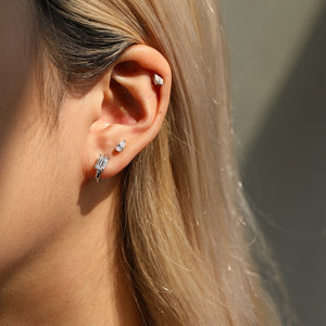 Emerald Cut Moissanite Huggie Hoop Earrings