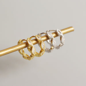 Geometric Marquise CZ Huggie Hoop Earrings