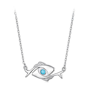 Turquoise Pisces Evil Eye Pendant Necklace