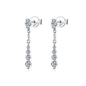 Graduated Moissanite Chain Drop Stud Earrings