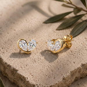 Dual Pear Cut Moissanite Heart Stud Earrings