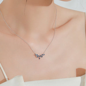 Chevron Olive Leaf Branch Pendant Necklace