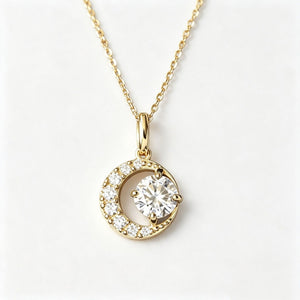 Celestial Crescent Moon CZ Pendant Necklace