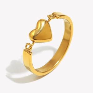 Classic Gold Heart Linked Stacking Band Ring