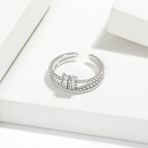 Layered CZ Bead Anxiety Fidget Spinner Ring