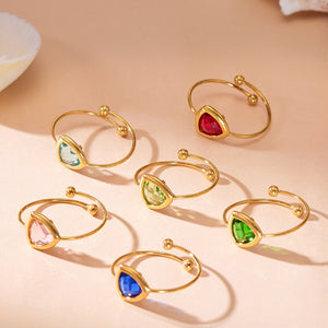 Rainbow Trillion Cut Crystal Bypass Open Ring