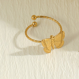 Textured Butterfly Twist Stackable Open Ring