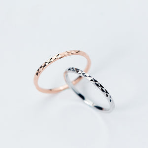Minimalist Diamond Cut Textured Band Ring