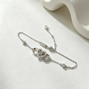 Dainty Infinity Pave CZ Heart Link Bracelet