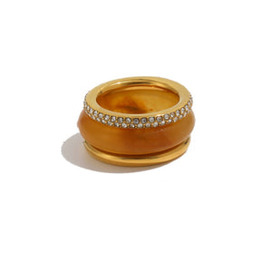Dainty Colorful Resin Pave Stacking Band Ring