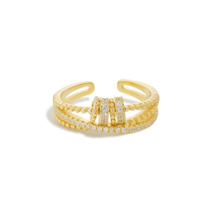 Layered CZ Bead Anxiety Fidget Spinner Ring