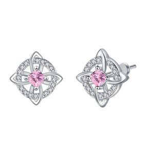 Celtic Knot Birthstone Geometric Stud Earrings