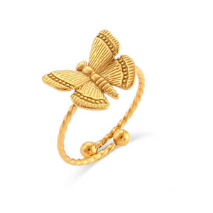 Textured Butterfly Twist Stackable Open Ring