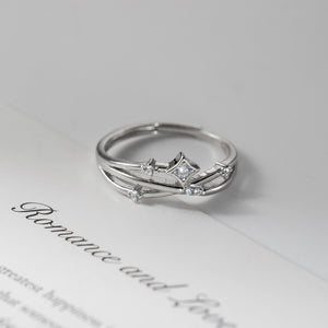 Dainty Star Dual Layer Cross Stack Open Ring