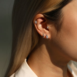 Emerald Cut Moissanite Huggie Hoop Earrings