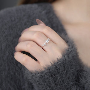 Flower Twist Branch Thin Stackable Open Ring