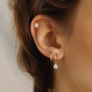 Sparkling Cherry Blossom CZ Flower Earrings