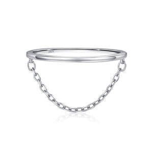 Minimalist Dangle Chain Stack Thin Band Ring