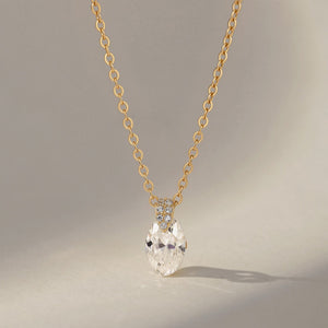 Teardrop Moissanite Pave Bail Charm Necklace