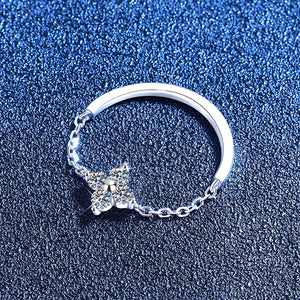 Moissanite Four Leaf Clover Half Chain Ring