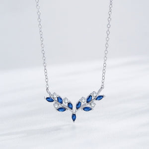 Chevron Olive Leaf Branch Pendant Necklace