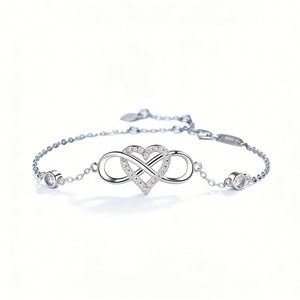 Dainty Infinity Pave CZ Heart Link Bracelet