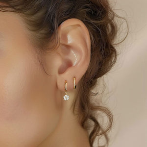 Sparkling Cherry Blossom CZ Flower Earrings